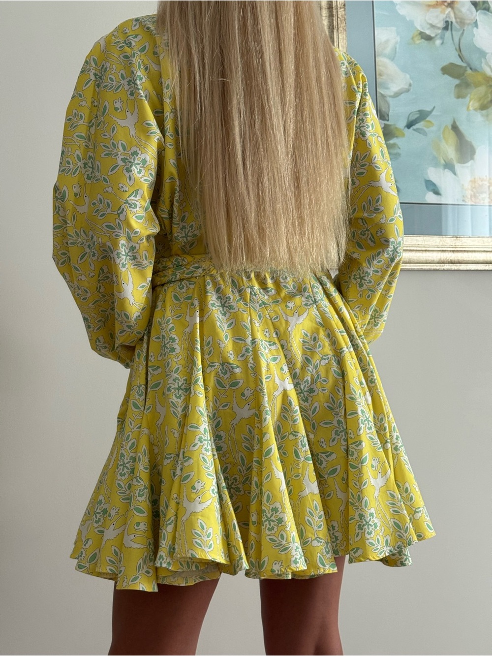 Girls' Yellow Floral Long-Sleeve Skater Dress